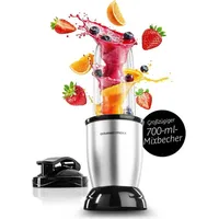 GOURMETmaxx Smoothie Maker 700ml 4-tlg. | Standmixer mit großem 700-ml-Mixbecher & To go Deckel | Blender mit 22.000 U/min | Food Processor für Shakes, Smoothies etc.