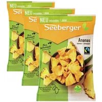 Seeberger getrocknete Ananas ungezuckert - Fairtrade, süßer und fruchtig-aromatischer Snack, sonnengereifte Ananas - 1x100g (Packung mit 3)