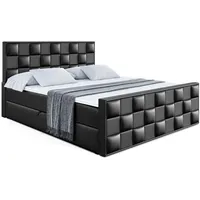 Altdecor Boxbett, Schwarz Hochglanz, Holzwerkstoff, Höhe ca. 21 cm