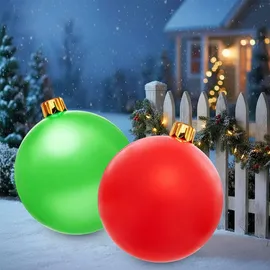 Spetebo Riesen Weihnachtskugel aufblasbar 45 cm - Innen und Außen - Farbe: rot - Rot