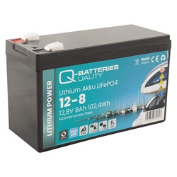 Q-Batteries Q-BATTERIES Lithium Akku 12-8 12,8V 8Ah, 102,4Wh Batterie