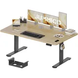 JUMMICO Höhenverstellbarer Schreibtisch 160 x 80 cm mit Kabelwanne, Höhenverstellbar Elektrisch Stehpult mit USB-Buchse, Computertisch, Ergonomischer Steh-Sitz Tisch, Bürotisch, Beige