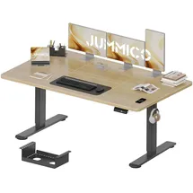 JUMMICO Höhenverstellbarer Schreibtisch 160 x 80 cm mit Kabelwanne, Höhenverstellbar Elektrisch Stehpult mit USB-Buchse, Computertisch, Ergonomischer Steh-Sitz Tisch, Bürotisch, Beige