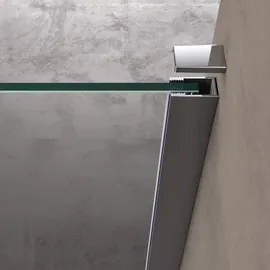 doporro Duschwand für Dusche Duschabtrennung 110x200cm Walk-In Dusche 10mm ESG-Sicherheitsglas Milchglas-Streifen inkl. Nanobeschichtung Bremen02MS