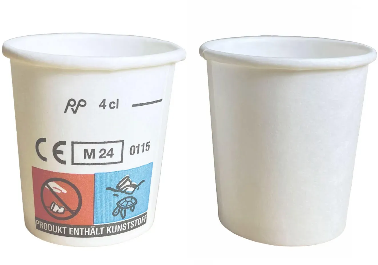 Schnapsbecher Shotbecher Stamperl Pappbecher weiß mit Eichstrich 4cl 40ml, 40 Stk.