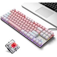iBlancod K87 87-Tasten-kabelgebundene mechanische Tastatur, farblich passende Tastatur, Metallplatte, zweifarbige Spritzguss-Tastenkappe, vollstän...