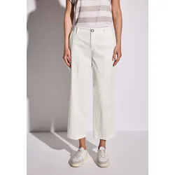 Chinohose STREET ONE, Damen, Gr. 44, Länge 28, weiß (sanftes weiß), Web, 97% Baumwolle, 3% Elasthan, unifarben, casual, straight fit normal, Hosen