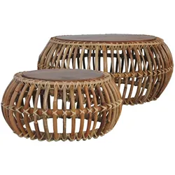 vidaXL Couchtische 2 Stk. Natur Rattan