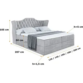 altdecor BOXBETT mit Matratze und Lattenrost, - VILA - 160x200 cm - H4 - Hellgrau