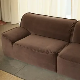 Tikamoon Quinto - Modulares 2-Sitzer-Sofa mit Armlehnen aus braunem Stoff