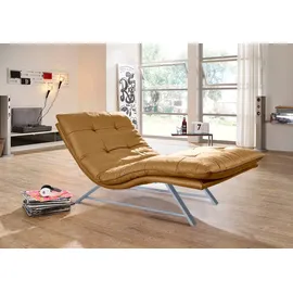 W.Schillig Relaxliege daily dreams Leder 95 x 91 x 170 cm Gelb mit Kissen