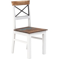 2x Stuhl Perth Holz weiß Esszimmerstuhl Holzstuhl massiv recycelt Küchenstuhl
