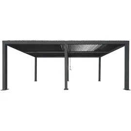 Mendler Pergola HWC-L46, Gartenpavillon Lamellen-Pavillon, 11cm-Aluminium-Gestell, Regenrinne sturmfest, 3x6m ~ anthrazit