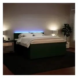 vidaXL Boxspringbett mit Matratze Dunkelgrün 180x200 cm Samt