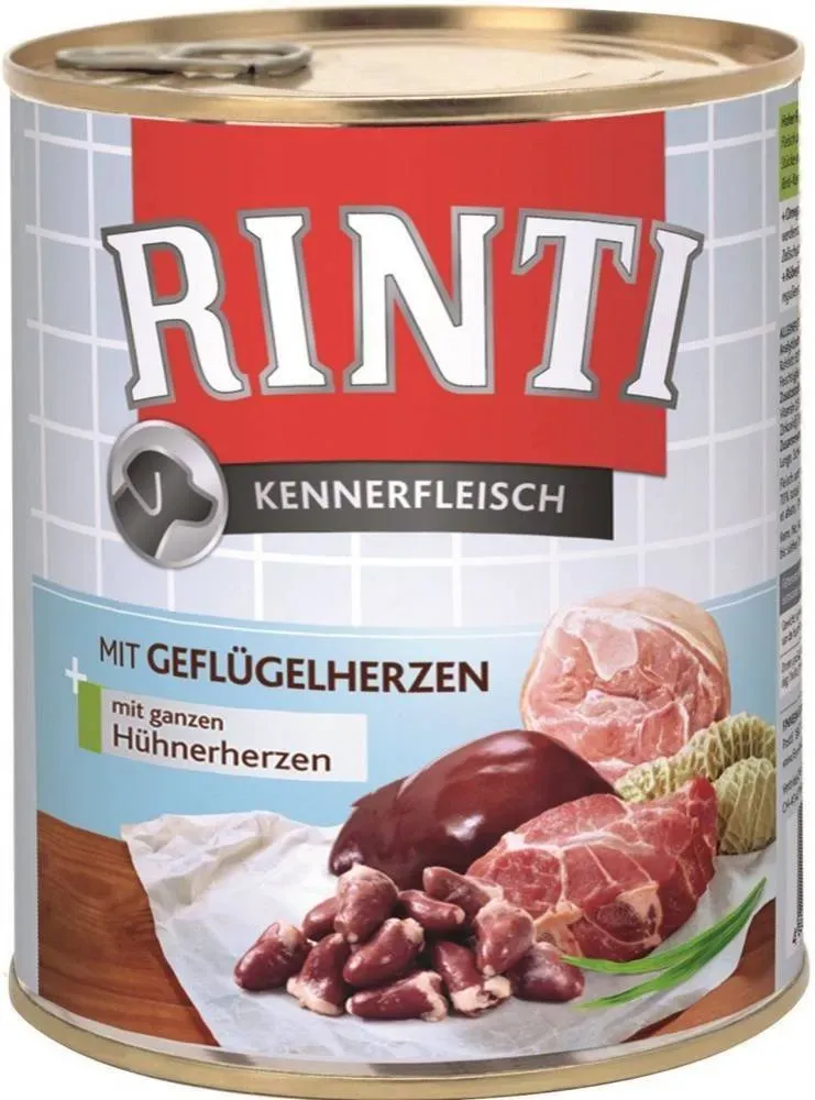 Rinti Kennerfleisch Geflügelelherzen Nassfutter 6x800g (Rabatt für Stammkunden 3%)