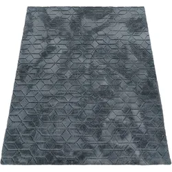 Hochflor-Teppich PACO HOME "Arnheim 745", grau (anthrazit), B:120cm H:26mm L:160cm, Polyester, Teppiche, Uni Farben, modernes geometrisches Design, besonders weich