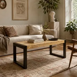 LAKSHMI-indisches-moebelhaus.de Couchtisch Retro Natur Mangoholz 110 x 45 x 60 cm