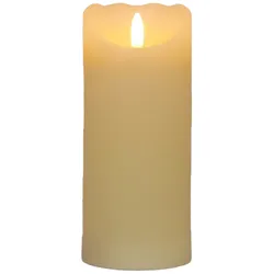 LED Echtwachskerze Elfenbein 6 Stunden Timerfunktion H 15 cm unbewegliche Flamme