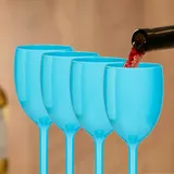 Relaxdays Weingläser Kunststoff, 12er Set, & BPA-frei, 250 ml, Camping Gläser Mehrweg, Weißweingläser, türkis