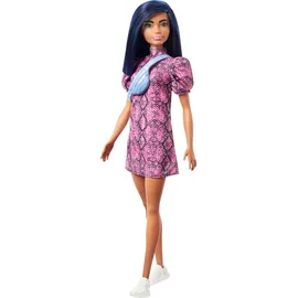 Barbie Fashionistas mit rosa-schwarzem Schlangenmusterkleid