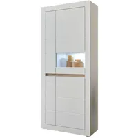 Furn.design Vitrine weiß Eiche, Nachbildung, 8 Fächer, 85x198x35 cm,