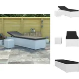 Sonnenliege Mit Auflage Und Teetisch Poly Rattan Weiß - Sonnenliege - Gartenliege - Poolliege - Rattan Möbel - Outdoor Möbel