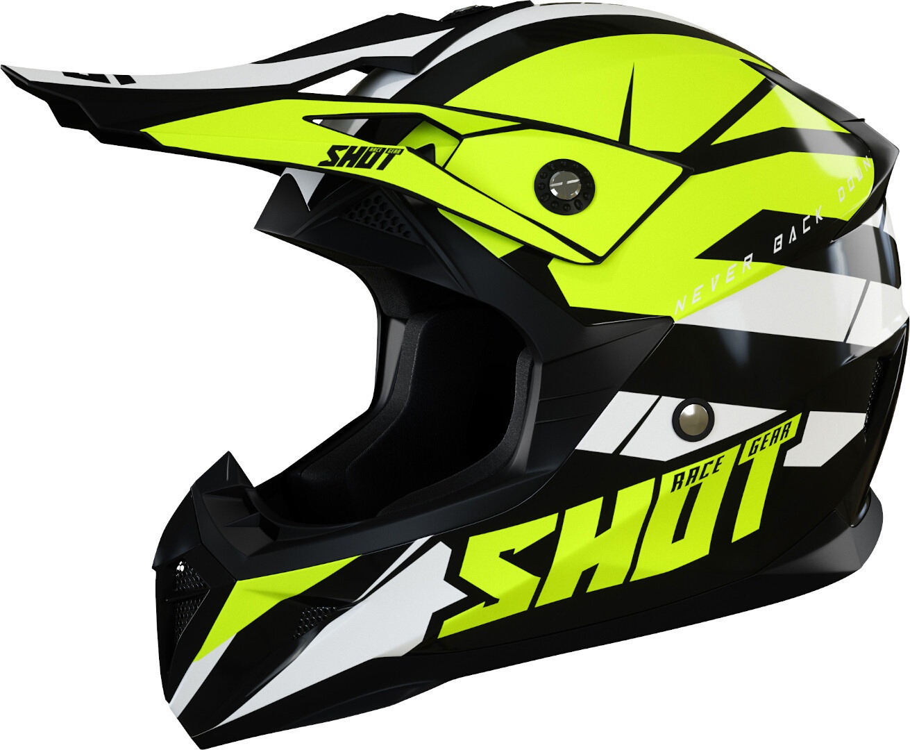 Shot Pulse Revenge Motorcross helm, zwart-wit-geel, L