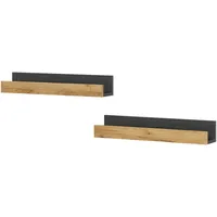 Vicco Wandregal, Anthrazit, Holzwerkstoff, 60x10x12 cm 2er Set
