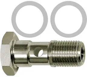 Riegler Hohlschraube, PTFE-Dichtring, einfach, G 1/4, Edelstahl 1.4404