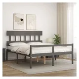 vidaXL Seniorenbett mit Kopfteil Grau Kingsize Massivholz - Grau