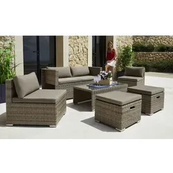 MERXX Gartenmöbelset, 6 Sitzplätze, Kunststoff/Stahl - braun