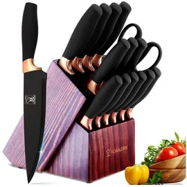 chefhoablorn 15-TLG Profi-Küchenmesser Set aus Edelstahl - Geschenk