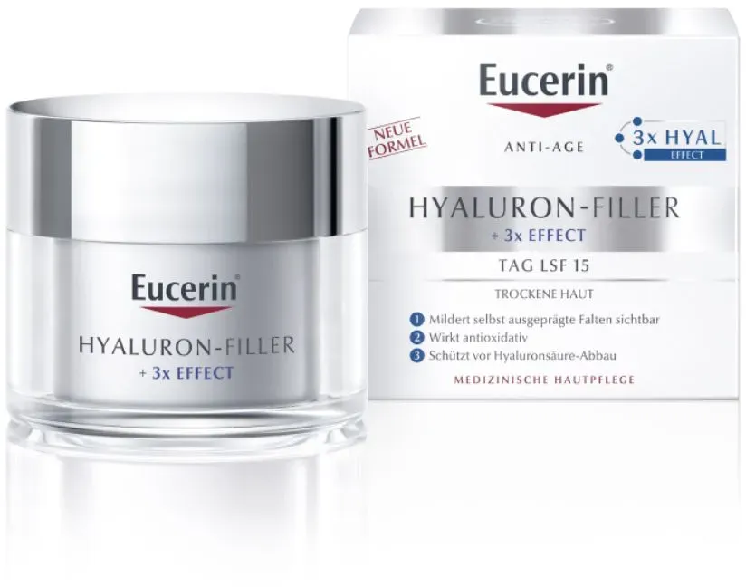 Eucerin Hyaluron-Filler Tagespflege für trockene Haut – Glättet Falten, pflegt & beugt vorzeitiger Hautalterung vor