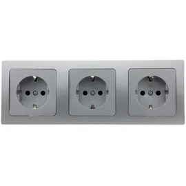 ChiliTec Schuko-Steckdose 3-fach Silber 3 St.