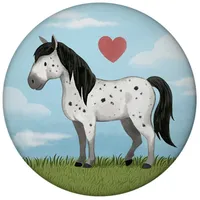 Speecheese Pony in weiß Magnet rund Perfekt für Pferdeliebe