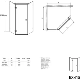 Bernstein Duschkabine Bernstein Ex415 Fünfeckdusche Nano Echtglas 90x90x195cm inkl. Duschtasse