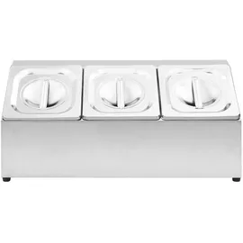 vidaXL Gastronorm-Ständer mit 3 GN 1/6 Behältern Edelstahl