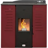 STUFE A PELLET ITALIA Italia 25 KW | Hydro-Pelletöfen für Heizung und Warmwasser Effizienz 90% Heizt 180m2 Slim-Design Autonomie 16 Std. Programmierbar 5 Kräfte 24M Garantie Rot