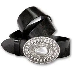 Koppelgürtel SILBERGIFT, Damen, Gr. 105, schwarz, Rindsleder, feminin,modisch,elegant, Gürtel, Nappaleder, Schließe in Antik-Optik