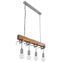 ETC Shop Hängeleuchte, Holz antik Metall verzinkt, Schraubzwingen, L 85 cm