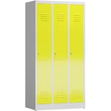 Classix Spind lichtgrau, zinkgelb X-510136, 3 Schließfächer 87,0 x 50,0 x 180,0 cm