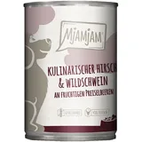 MjAMjAM Leckere Mahlzeit 400g Hundenassfutter 6 x 400 Gramm kulinarischer Hirsch & Wildschwein an Preiselbeeren