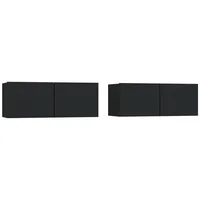 Furnicato TV-Schränke 2 Stk. Schwarz 80x30x30 cm Holzwerkstoff