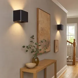 GLOBO Wandleuchte schwarz Akku Magnet USB verstellbar, 1x LED 1W 50Lm warmweiß, LxBxH 10,1x10,1x8 cm, 2er Set