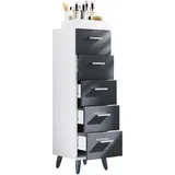VCM Midischrank 30 x 100 x 30 cm Grau/Schwarz/Weiß
