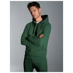 Kapuzensweatshirt TRIGEMA "TRIGEMA Kapuzensweatshirt aus Biobaumwolle", Herren, Gr. XXXL, grün (efeu), 75% Baumwolle (Biobaumwolle kbA), 25% Baumwolle (recycelt), casual, Sweatshirts