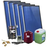 Solarpaket SUNEX für Brauchwasser mit 5x AMX 2.0 Flachkollektoren, 10,00m2, Flachdachmontage, ohne Speicher