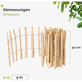 Garronda Staketenzaun 500 x 50 cm Braun/Holz