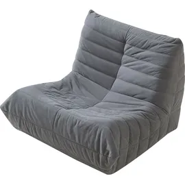 [en.casa] Bodensessel Kodsø Cord 90 x 75 x 100 cm Grau mit Hocker