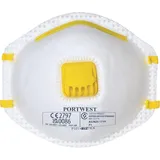 PORTWEST Schachtel mit 10 Ffp1-atemschutzmasken Mit Ventil, Weiß